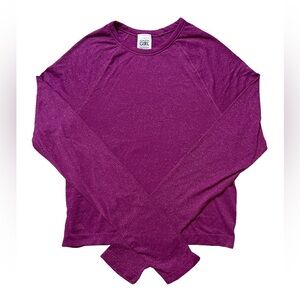 Athleta Girl power up sport length shimmer Top size XL/14 NWT